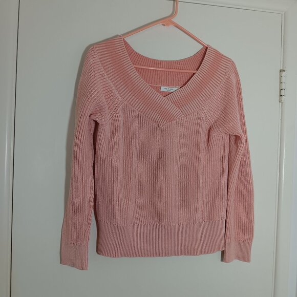 rag&bone dawn off the shoulder ribbed kni sweater pink s/p - Picture 1 of 6
